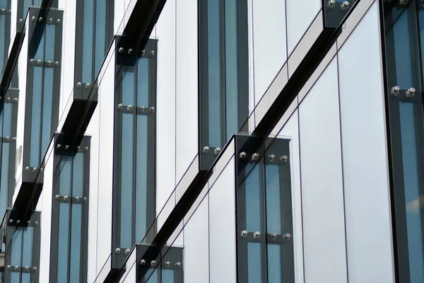 Фрагмент Фасаду Сучасної Офісної Будівлі Зовнішній Вигляд Скляної Стіни Абстрактною — стокове фото
