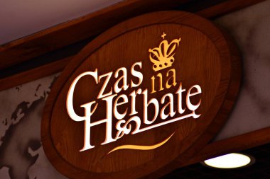 Szczecin, Polonya. 23 Aralık 2018. Çek na bitkisi imzala. Şirketin tabela Çekas na bitkisel.