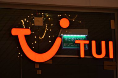 Szczecin, Polonya. 23 Aralık 2018. TUI imzala. Şirket tabela TUI.