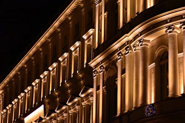 Warschau Polen Dezember 2018 Hotel Europejski Building Bei Nacht — Stockfoto