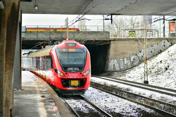 Βαρσοβία Πολωνία Ιανουαρίου 2019 35We Τρένο Πόλης Που Παράγεται Από — Φωτογραφία Αρχείου