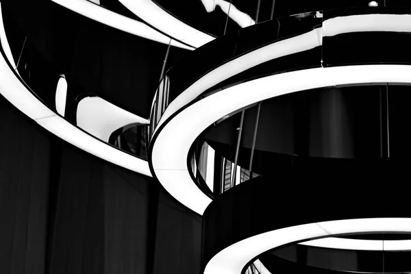 Abstrakta Interiör Fragment Stiliserade Belysning Med Modern Led Lampor Svart — Stockfoto