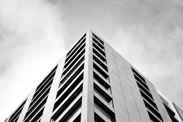 Fragmento Abstrato Arquitetura Contemporânea Edifício Residencial Moderno Preto Branco — Fotografia de Stock