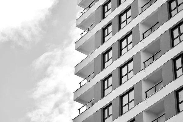 Abstracte Fragment Van Hedendaagse Architectuur Moderne Woningbouw Zwart Wit — Stockfoto