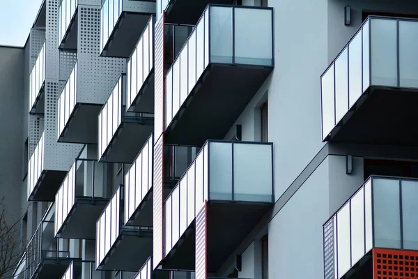 Fragmento Abstracto Arquitectura Contemporánea Edificio Residencial Moderno — Foto de Stock