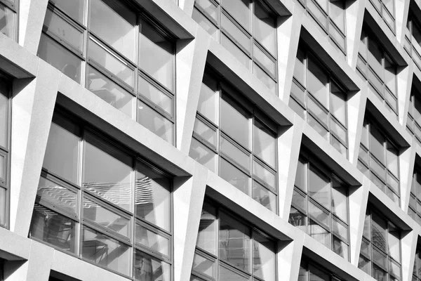 Fragmento Abstrato Arquitetura Moderna Paredes Feitas Vidro Concreto Preto Branco — Fotografia de Stock