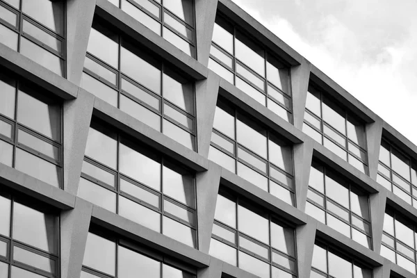 Fragmento Abstracto Arquitectura Moderna Paredes Vidrio Hormigón Blanco Negro —  Fotos de Stock