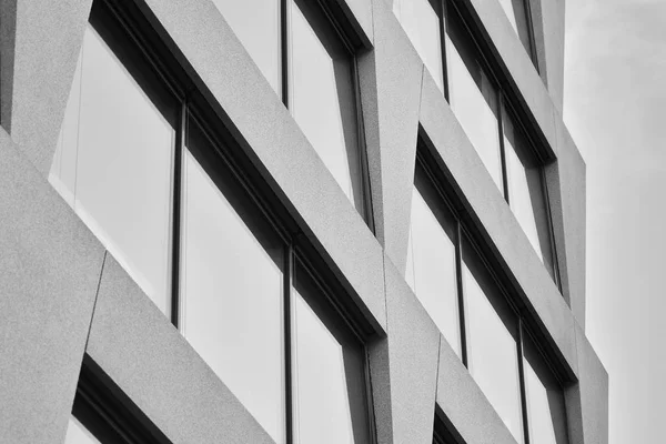 Fragmento Abstracto Arquitectura Moderna Paredes Vidrio Hormigón Blanco Negro — Foto de Stock