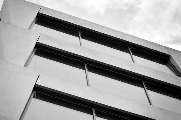 Abstract Fragment Modern Architecture Walls Made Glass Concrete Black White — Stock Photo, Image