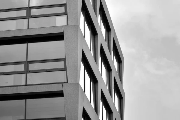 Абстрактный Фрагмент Современной Архитектуры Стены Стекла Бетона Черное Белое — стоковое фото