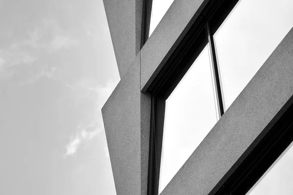 Abstract Fragment Modern Architecture Walls Made Glass Concrete Black White — Stock Photo, Image