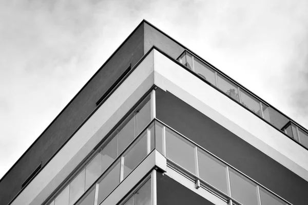 Fragment Abstrait Architecture Contemporaine Immeuble Résidentiel Moderne Noir Blanc — Photo