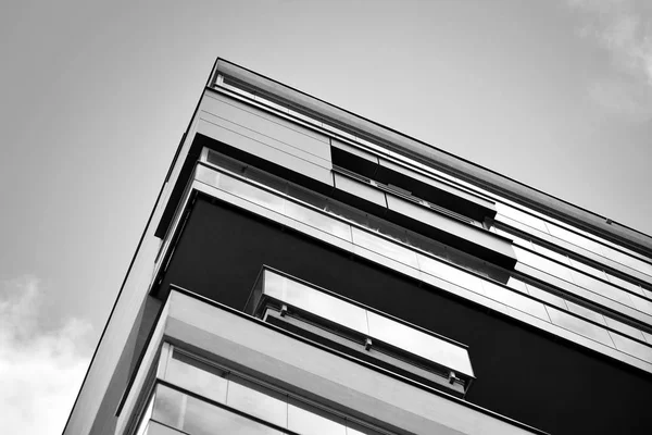 Fragmento Abstracto Arquitectura Contemporánea Edificio Residencial Moderno Blanco Negro — Foto de Stock