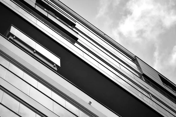 Fragment Abstrait Architecture Contemporaine Immeuble Résidentiel Moderne Noir Blanc — Photo