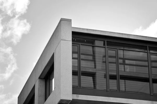 Abstract Fragment Modern Architecture Walls Made Glass Concrete Black White Stock Photo