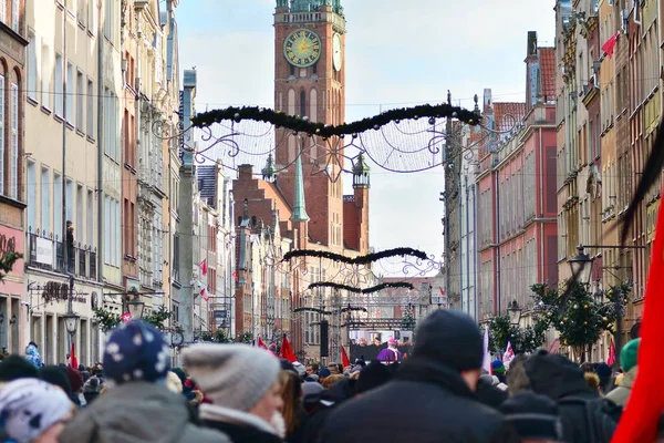 Gdansk Polonia Enero 2019 Miles Polacos Agolparon Las Calles Gdansk — Foto de Stock