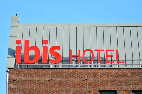 Gdansk Polonia Enero 2019 Firma Hotel Ibis Letrero Empresa Ibis — Foto de Stock