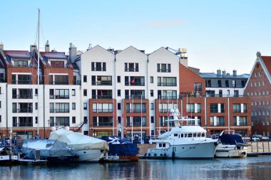 Gdansk, Polonya.19 Ocak 2019. Eski kasaba Gdansk Motlawa River.