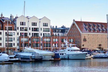 Gdansk, Polonya.19 Ocak 2019. Eski kasaba Gdansk Motlawa River.
