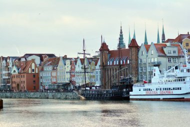 Gdansk, Polonya.19 Ocak 2019. Eski kasaba Gdansk Motlawa River.