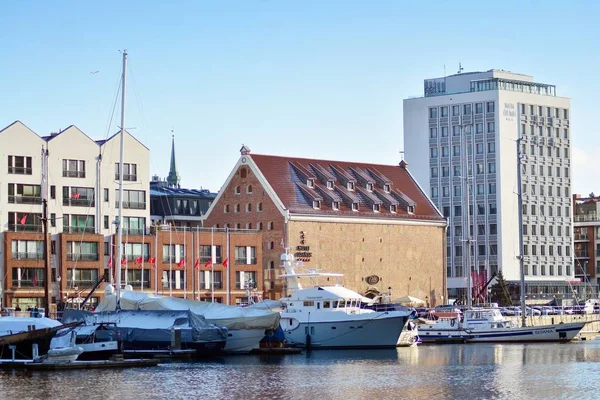 Gdansk Poland January 2019 Old Town Gdansk Motlawa River — Stock Photo, Image