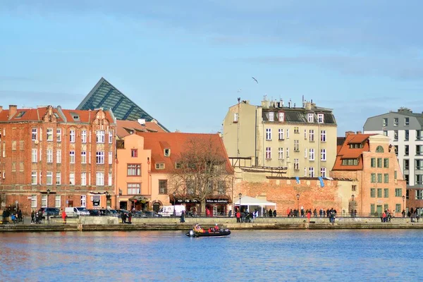 Gdansk Poland January 2019 Old Town Gdansk Motlawa River — Stock Photo, Image