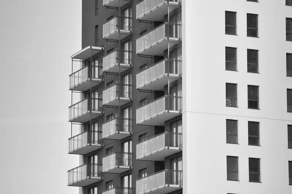 Immeubles Modernes Par Une Journée Ensoleillée Avec Ciel Bleu Façade — Photo