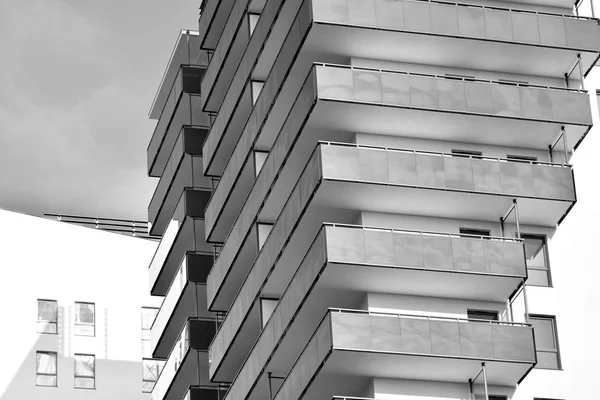 Modern Apartment Buildings Sunny Day Blue Sky Facade Modern Apartment — Stock Photo, Image