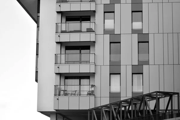 Modern Apartment Buildings Sunny Day Blue Sky Facade Modern Apartment — Stock Photo, Image