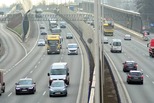 Varšava Polsko Února 2019 Den Motorovou Dopravu Dálnice Ptačí Perspektivy — Stock fotografie