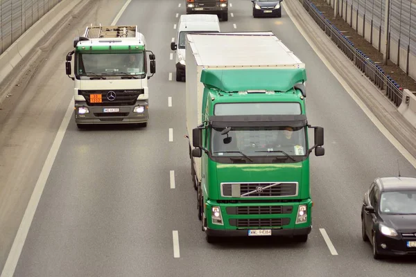 Varsovia Polonia Febrero 2019 Tráfico Día Autopista Visto Desde Arriba — Foto de Stock