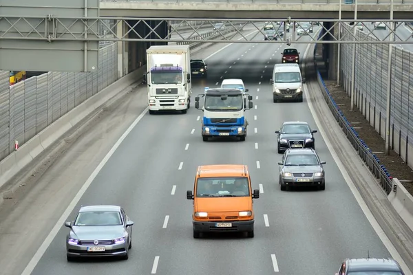 Varšava Polsko Února 2019 Den Motorovou Dopravu Dálnice Ptačí Perspektivy — Stock fotografie