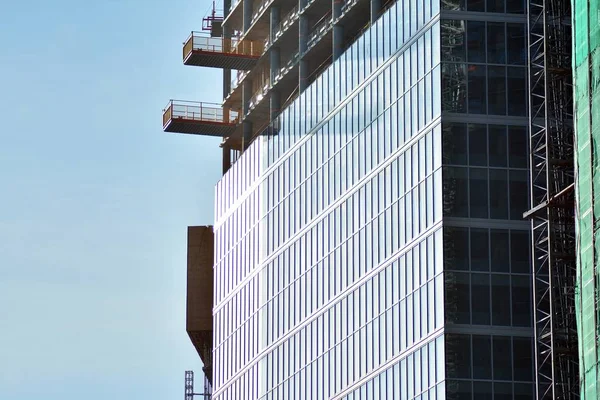 Vista Detalhada Construção Arranha Céu — Fotografia de Stock