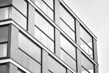Modern Avrupa Konut Apartman. Siyah ve beyaz.