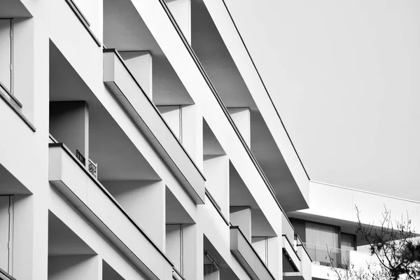 Modern European Residential Apartment Building Black White — Stock Photo, Image