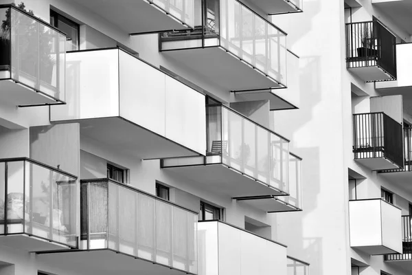 Modern European Residential Apartment Building Black White — Stock Photo, Image