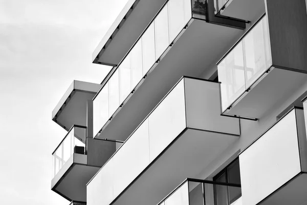 Modern European Residential Apartment Building Black White — Stock Photo, Image