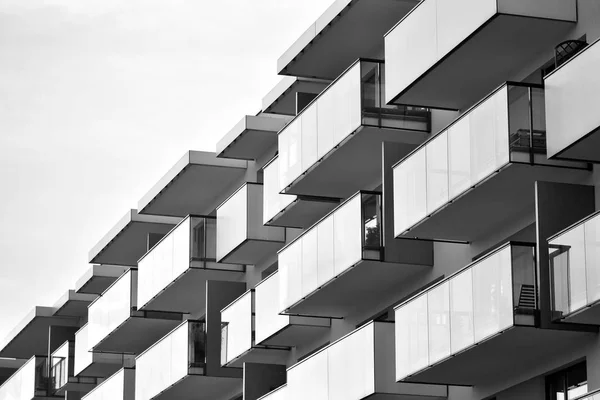 Сучасна Європейська Будинки Житлові Багатоквартирні Чорно Біла — стокове фото