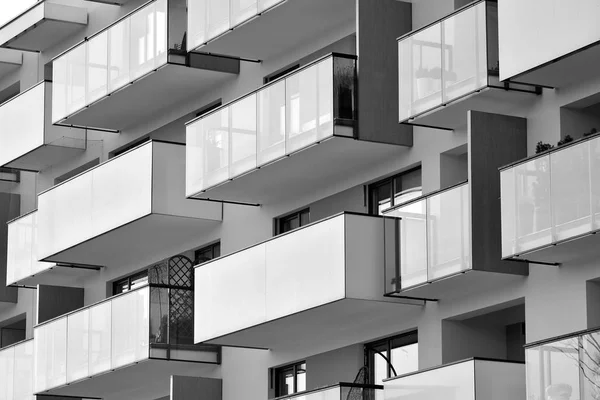 Modern European Residential Apartment Building Black White — Stock Photo, Image