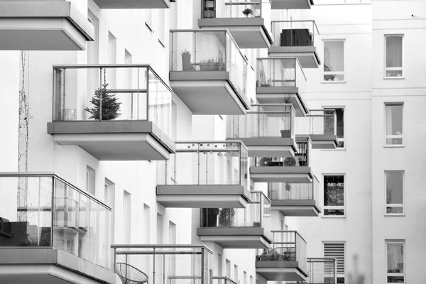 Modernes Europäisches Wohnhaus Schwarz Weiß — Stockfoto