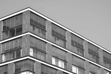 Modern Avrupa Konut Apartman. Siyah ve beyaz.