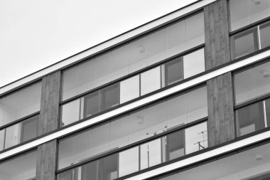 Modern Avrupa Konut Apartman. Siyah ve beyaz.