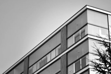 Modern Avrupa Konut Apartman. Siyah ve beyaz.