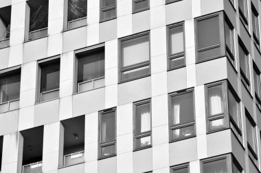 Modern Avrupa Konut Apartman. Siyah ve beyaz.
