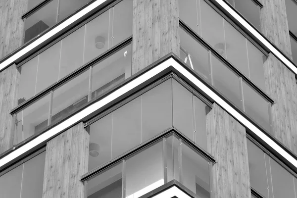 Modern European Residential Apartment Building Black White — Stock Photo, Image