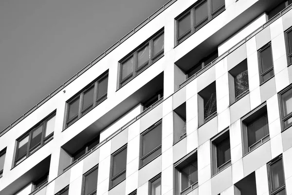 Modern European Residential Apartment Building Black White — Stock Photo, Image