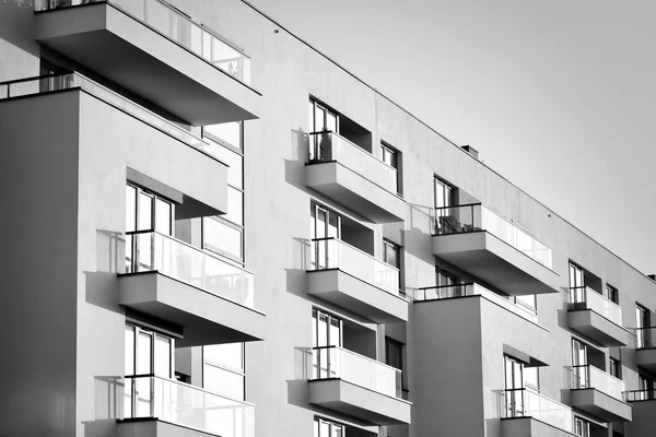 Modern European Residential Apartment Building Black White — Stock Photo, Image