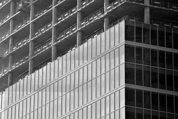 Vista Detallada Construcción Rascacielos Blanco Negro —  Fotos de Stock
