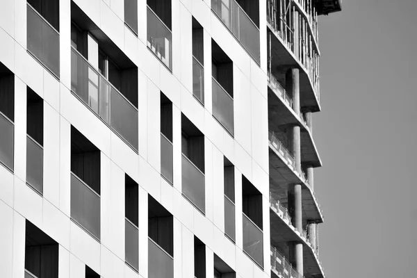 Modern Európai Lakás Lakóépület Fekete Fehér — Stock Fotó