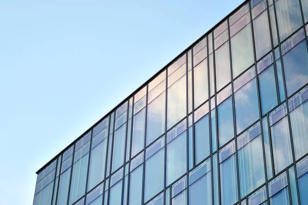 Pared Azul Vidrio Limpio Del Moderno Edificio Oficinas — Foto de Stock